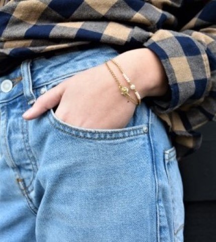 Gold bead pearl bracelet